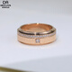 DL 1998 Fat Donglai same style 18K gold baby's breath ring 18k gold women's diamond double circle couple's diamond ring removable ring 07_double row of diamonds and half main diamond rose gold US size 7 (national code 14-15)