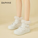 达芙妮（DAPHNE）厚底雪地靴女2025新款秋冬季加绒加厚保暖棉鞋魔术贴毛毛鞋女 米色 35