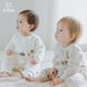 Guiqi Bear baby jumpsuit three-layer quilted cotton spring, autumn and winter warm home clothes baby pajamas and romper clothes for newborns