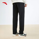 ANTA Velvet Sports Pants Men's Pants Autumn and Winter Knitted Warm Loose Straight Sweatpants Casual Pants Men's Running Pants -1 Basic Black/Straight Velvet Style L (175) Suitable for 120-140 Jin Jin equals 0.5 kg