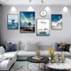 Mohu (mohu) living room decoration painting sofa background wall mural modern simple landscape landscape painting TV wall high-end new style hanging painting Haikuotian 15934 (including wall clock) Art crystal porcelain combination-black frame