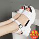 
Huilijun Songcake Sole Genuine Leather Sole Sandals for Women 2024 Summer New Wedge Thick Sole Sports Sandals Black Upgraded Edition 37
