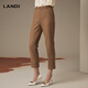 LANDI Wool Slim Fit Cuffed Straight Suit Pants Women's Autumn and Winter New Casual Pants Camel XL
