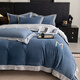 Nanjiren Jiangsu Nantong milk velvet four-piece set Class A maternal and infant grade double-sided velvet baby velvet coral velvet wide-brimmed quilt cover Maria Velvet - Bentley Blue + Star Gray Sheet Style 1.8m Four-piece Set - Quilt Cover 200x230cm