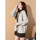 TonLion 2024 Cable Sweater Cardigan Jacket Women's Hooded Casual All-Match Zipper Sweater Rice Mist Gray M