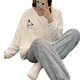 GTYUWVG睡衣冬季女款珊瑚绒加厚加绒长袖可爱宽松法兰绒家居服套装可外穿 12401# M  75-100斤