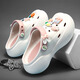Lingli Girls Hole Shoess Детские тапочки 2025 Новый летний стиль Baotou Beach Shoes Shoes Medium Disters Kids Sandals Girls Sandals 1903 Белые 35-36