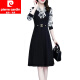Pierre Cardin light luxury high-end fake two-piece dress for women spring and autumn 2024 new style small long-sleeved temperament medium black 4XL (150-165Jin [Jin equals 0.5 kg])