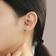 Zimuli S925 silver inlaid A-quality jade earrings, ice emperor green jade earrings, gift for girlfriend, round style