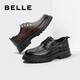 Belle Plissee Business Lederschuhe Herrenkuhläden dicke Sohle formelle Schuhe A1422AM4 Schwarz-Single 41