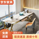 Slate long table against wall partition desk balcony narrow table study room living room large long workbench office computer table Pandora slate golden tripod 100*40*75