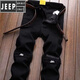 Jeep Spirit Jeep Jeep Herren neue High Street Trend Marke High-End-Herrenhosen Patch Herrenhosen Schwarze Schlanke Füße Hosen Schwarz G833 Modell 32