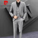 Pierre Cardin high-end customized suit men's spring and autumn business casual suit formal wedding dress groomsman suit 9825 black single suit XL 121-140Jin Jin equals 0.5 kg