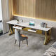 Slate long table against wall partition desk balcony narrow table study room living room large long workbench office computer table Pandora slate golden tripod 100*40*75