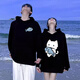 MDlila <Two-piece> Couple's Sweatshirt Autumn and Winter Suit Red One Man and One Woman Loose Hooded Jacket Fish-Eating Cat Male Black + Female Black (Spring and Autumn Style) XL Male + Female M