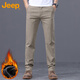 JEEP Jeep casual pants men's autumn and winter business loose pants men's straight versatile men's pants khaki plus velvet 33