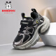 巴布豆（BOBDOG）童鞋网面透气男童运动鞋2025春新款皮面跑步鞋儿童鞋子男童老爹鞋 黑黄(皮面) XT-K674 35 码 (内长22.5厘米)