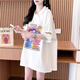 妃丽慕尚2025夏季新款polo领短袖t恤女慵懒风中长款原宿宽松显瘦半袖上衣 841黑色 L 【建议110-140斤】