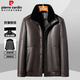 Pierre Cardin down lining leather jacket men's business casual detachable collar stand collar leather jacket middle-aged men's dad jacket