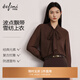 Eveli (eifini) Jiang Xin endorses Eveli's classic polka dot elegant streamer fashion versatile shirt 2025 winter new small top women's coffee M 105-115Jin Jin is equal to 0.5 kg