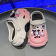Xianzheyi Children's Slippers Girls Gradient Croc Shoes Summer Style 2024 Kuromi Girls Beach Baotou Sandals Anti-Slip Parent-child Upgraded White Pink 32-33 Inner Length 20
