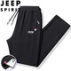 JEEP SPIRIT Jeep sweatpants men's spring and autumn casual pants solid color loose trousers for young and middle-aged people black straight XL
