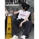 POUM美式高街坎肩背心男夏季字母印花重磅无袖t恤宽松纯棉hiphop上衣 YSXS-B1105白色 L