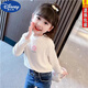 Disney (DISNEY) girls long-sleeved tops autumn and winter new children's round neck pullover bottoming shirt baby pure cotton half turtleneck inner autumn coat white spring and autumn wear around 18 degrees 80