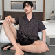 浪莎冰丝睡衣男士夏季短袖薄款仿真丝家居服男式中青年夏天丝绸套装 LQY6627 3XL 标准码178-188CM/175-195斤