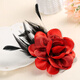 Angby bear professional feather corsage fabric brooch flower men's and women's corsage shoulder flower opening host performance accessories headdress champagne gold small version about 11CM