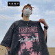 Jingshi Dell Camiseta de manga corta Summer's Summer Hum-Hohen Street Hip-Hop Hip-Hop Lavado de camiseta de media manga de mano a gran tamaño T727 L