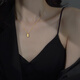 Crystal silver small gold brick necklace women's clavicle chain light luxury niche high-end pendant practical 925 silver jewelry birthday gift