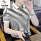 Woodpecker (TUCANO) men's striped POLO Paul shirt short-sleeved T-shirt for men in summer. Cotton half-sleeved new high-end embroidered top for men Y6626 gray XL [1020-135]Jin[Jin equals 0.5 kg]