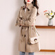 Aoduo windbreaker jacket for women 2025 new women's small mid-length spring and autumn coat AT3212 khaki M

