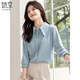 She enjoys long-sleeved shirt women's retro design simple shirt commuting versatile chiffon shirt top cardigan T143C2003