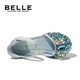 Belle Children's Shoes Children's Crystal Shoes Summer New Girls Princess Sandals Fashion Single Shoes Baotou Rhinestone Leather Shoes Star Diamond Silver 35 Foot Length 21.7-22.2cm