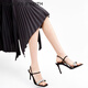 CHARLES/KEITH semi-precious stone pleated one-strip high heels sandals girls birthday gift CK1-60361402 Black 34