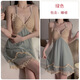 Los pijamas sexys de Wen Shiou están libres de pasión sexy y fugas de senos sin quitarse la tentación del uniforme para cubrir la falda de la madrastra de la cadera jugar al alto P3886 verde (túnica exterior + cinturón) M no solo mejorará a los hombres