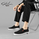 Zapatos para hombres satchi nuevos zapatos casuales transpirables zapatos de mesa para hombres cubiertas y zapatos de tela zapatos de lento de un pie zapatos de papá negros 41 (255 mm) talla de cuero tamaño