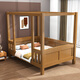 Vipero Stiefbettbettbett chinesische anpassbare Vollholz-Doppelbett moderne einfache B & B-Vierjägerbett 1,8 Meter Main-3-Seiten-Leitplanke Rotbraun verbessertes Modell 1350*1900