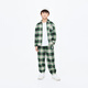 Little MO&Co. Children's clothing spring new style boys' pure cotton plaid long-sleeved shirt zipper jacket green and white plaid 120 120/60