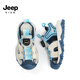 Jeep children's toe-toe sandals boys lightweight breathable casual shoes 2025 girls summer hollow anti-slip beach shoes white/blue 29 shoe inner length approximately 18.4cm
