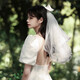 Maid veil and marriage certificate proposal arrangement bride headdress marriage registration internet celebrity taking photos and confessing big bow veil big bow veil hairpin length about 58-60cm