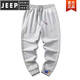 JEEP SPIRIT men's casual pants spring and summer thin 24 new pure cotton sports men's pants tied feet nine-point guard trousers men's clothing 12201 white XL summer style