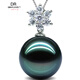 Tahitian black pearl pendant necklace single mother-of-pearl bead snowflake clavicle chain 925 silver 8mm-9mm black