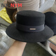 NY-NYM French gold label small brim flat top hat women's autumn and winter fashion woolen hat British retro all-match jazz hat white