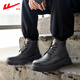 Huili Martin Boots Männer Herbst Britisch-Stil High-Top-Arbeitsstiefel Männer lässige Retro-Modehöhe-Verbesserung Herrenschuhe schwarz 44