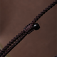 Dingjing S925 silver pendant lanyard hand-woven jadeite black agate necklace rope pendant rope safety buckle jade pendant Buddha plate Jadeite (round) + black agate + brown rope (silver)