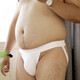Men's low-waist double thong sexy briefs gay free fat bear plus size thong briefs white M recommended 50-60 kg