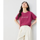 Vanciman Simple Commouting Round Cou T-shirt à manches courtes pour les femmes 2025 Nouvelle lettre lâche décontractée imprimé Top M7031 Rose profonde Red S